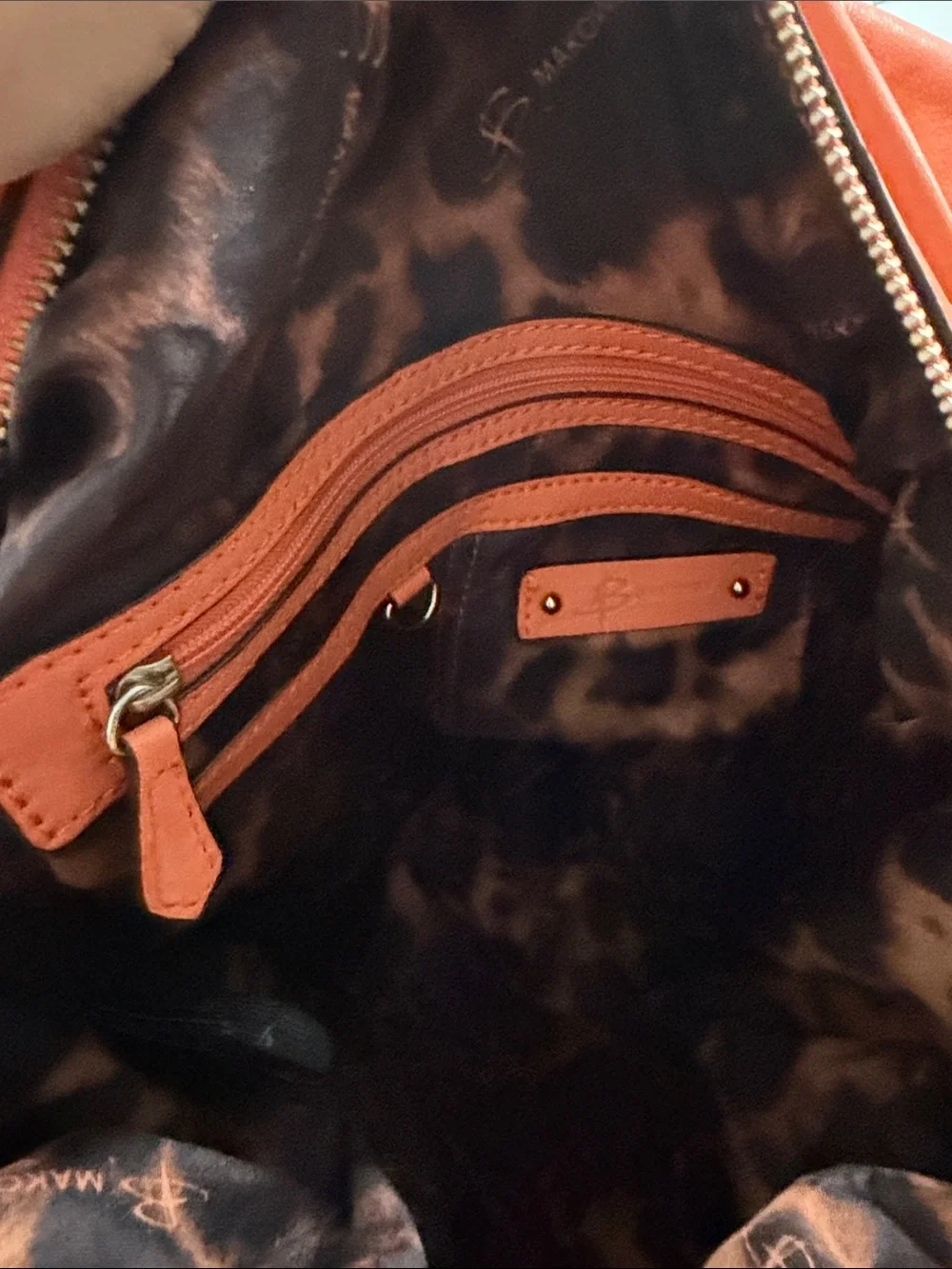b. makowsky Orange Studded Leather Hobo